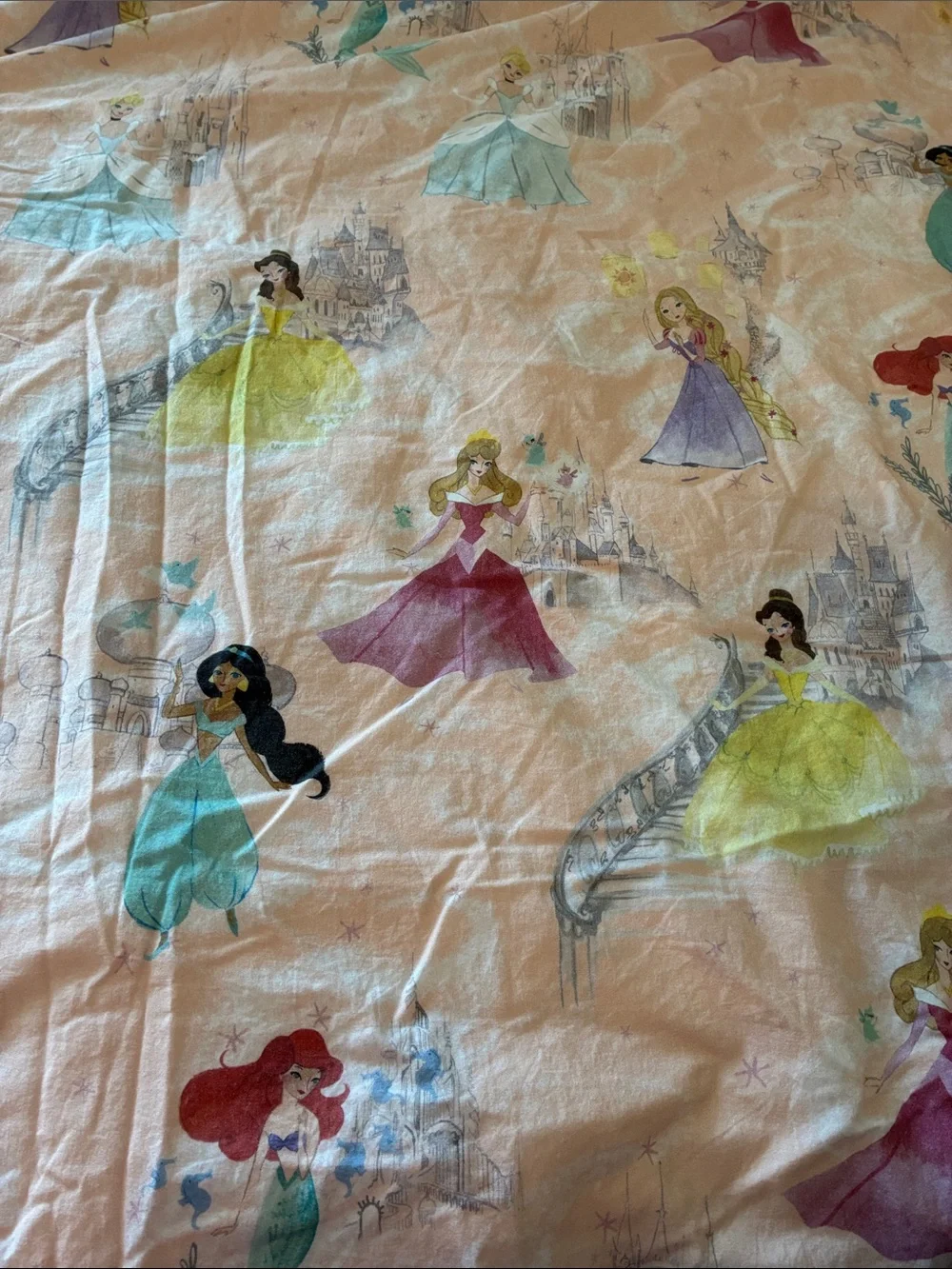 Disney Princess Castles Duvet Cover Set - Pink, Yellow, Blue